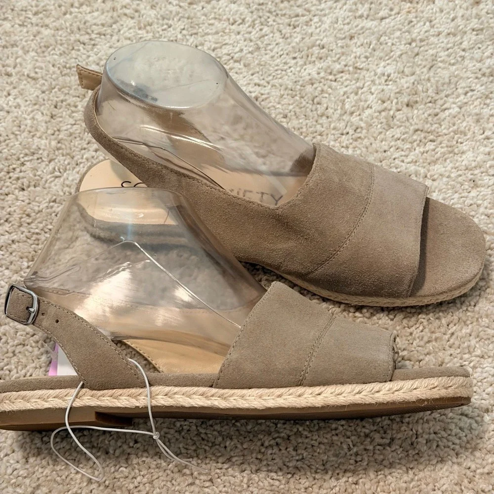 Sole Society Dolven Taupe Suede‎ Espadrille Slingback Sandals Womens 8.5